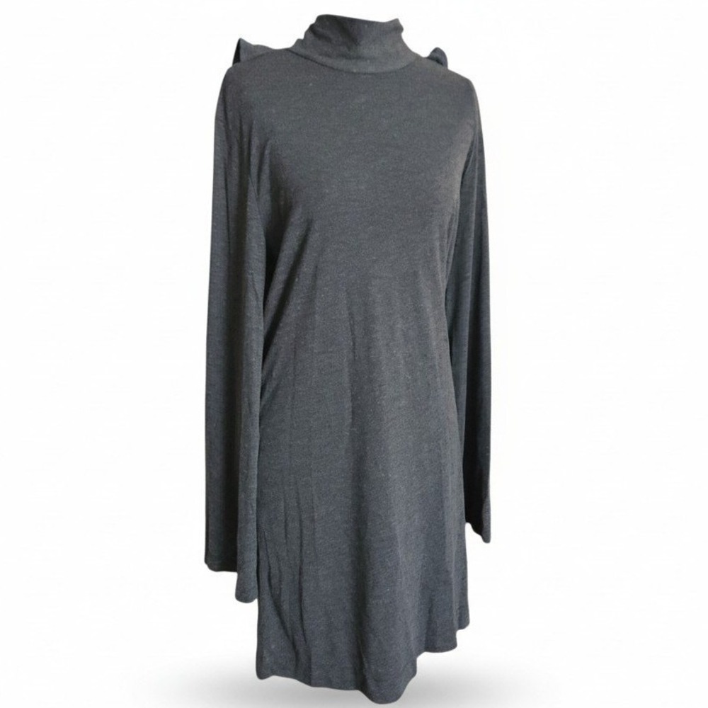 IRO Jeans Cassy Mini Dress Open Back Ruffle Small Charcoal Grey LS NWT $209 - Picture 3 of 8
